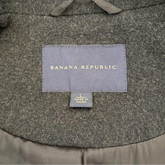 Banana Republic Mens Peacoat Wool Double Breasted Coat Black Large - Picture 2 of 6